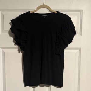 Express Elegant Black Short Sleeve Top
